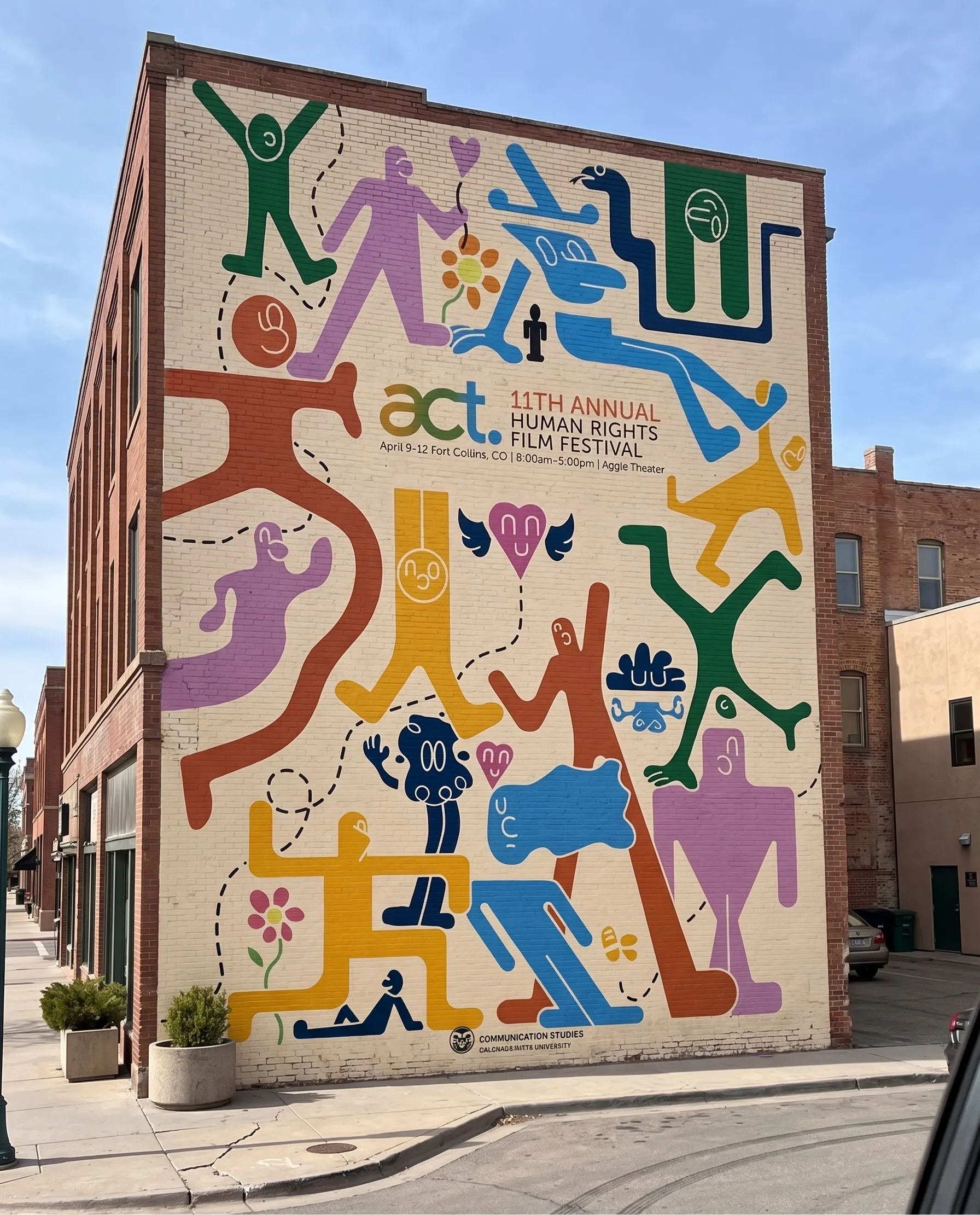 Large-scale wall mural on site